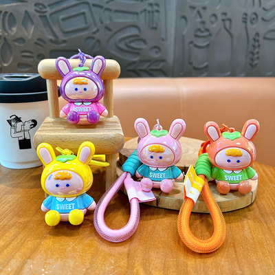 UV电镀乖乖兔啵啵熊钥匙扣软胶兔