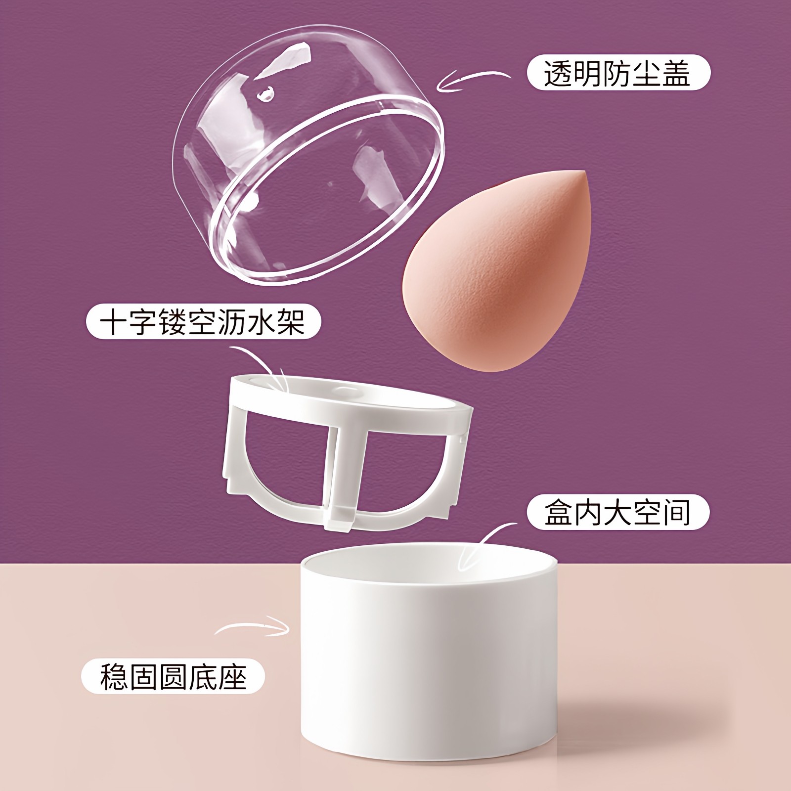 美妆蛋收纳盒支架带盖防尘彩妆蛋托架旅行便携式透气海绵蛋晾晒桶,彩妆/香水/美妆工具,美妆蛋/扑/海绵,淘宝优惠券,粉丝福利购,淘宝优惠卷