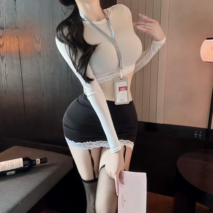超薄超短迷情情侣约会性感纯欲OL秘书紧身透视夜店风教师包臀睡裙