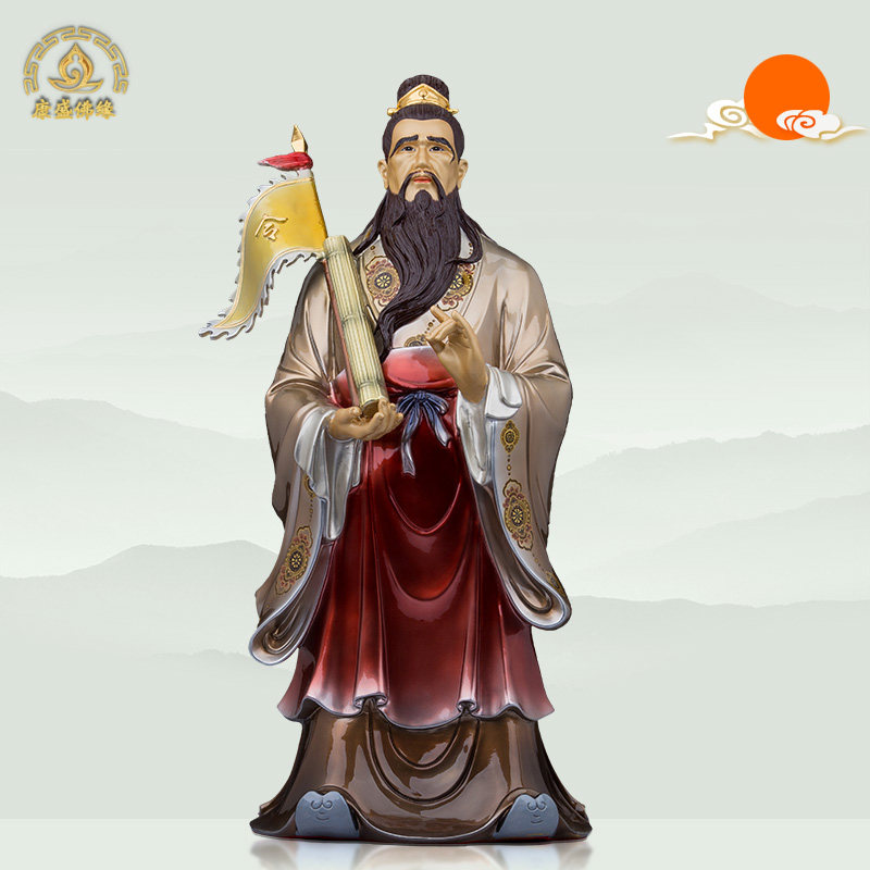 26寸纯铜彩绘鬼谷子神像工艺品王诩摆件中式玄关装饰品