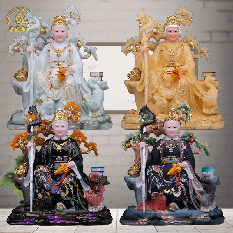 黑老太神像汉白玉供奉摆件
