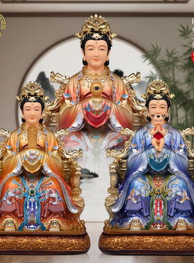 新款三霄娘娘泰山奶奶神像摆件