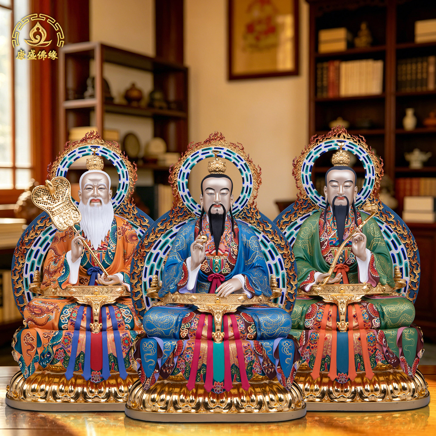 三清道祖铜彩供奉摆福吉祥工艺品