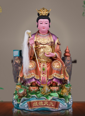 九天玄女神像金缕彩中式摆件树脂