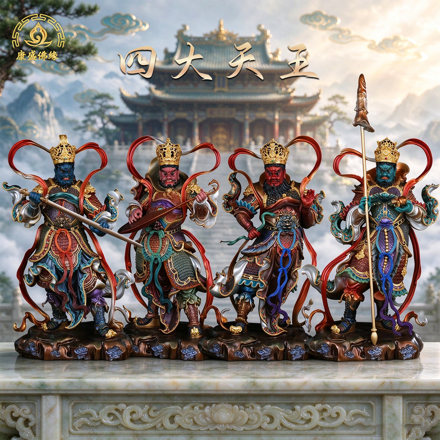 四大天王神像铜摆件家居堂口供奉