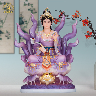 汉白玉九尾娘娘九姑娘塑像九尾狐青丘白狐黑狐神像工艺品摆件家用