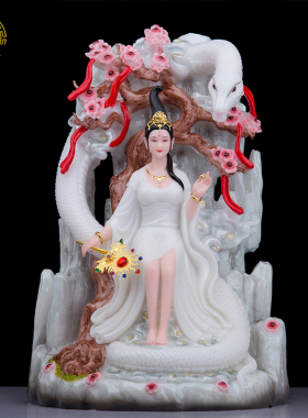 汉白玉摆件庭院蛇白娘子