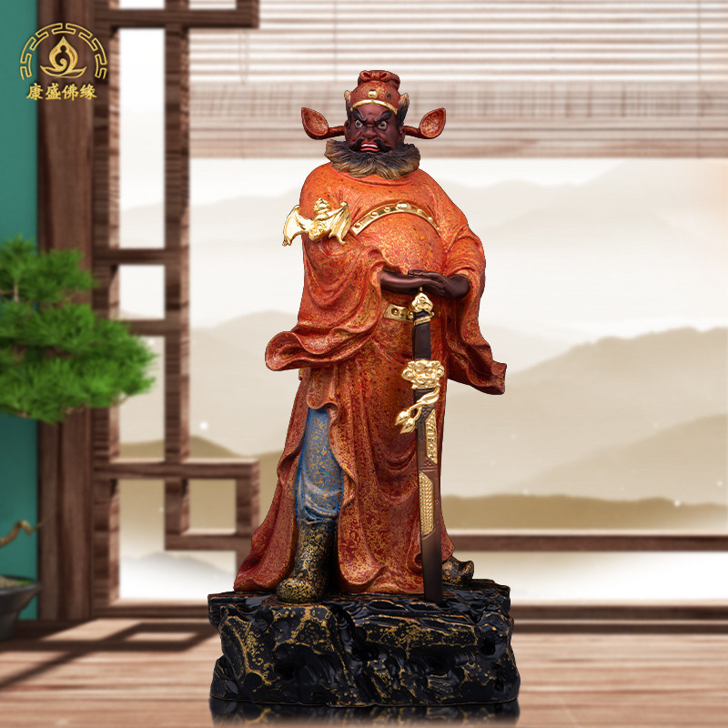 钟馗神像天师福神铜彩摆件