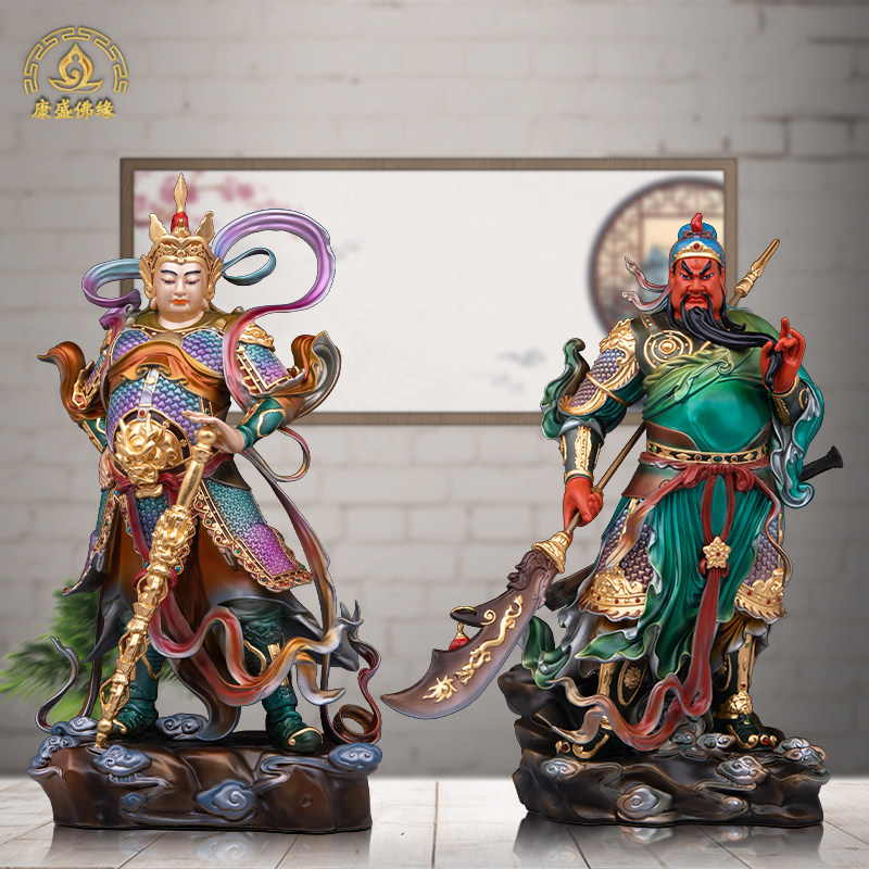 韦陀伽蓝菩萨神像武财神家用关公韦驮关羽铜彩绘神像供奉护法摆件