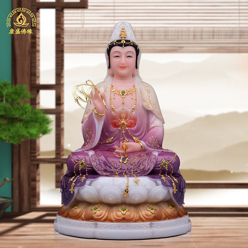 观音菩萨神像汉白玉热着色工艺