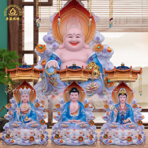 全堂家用供奉娑婆三圣神像摆件