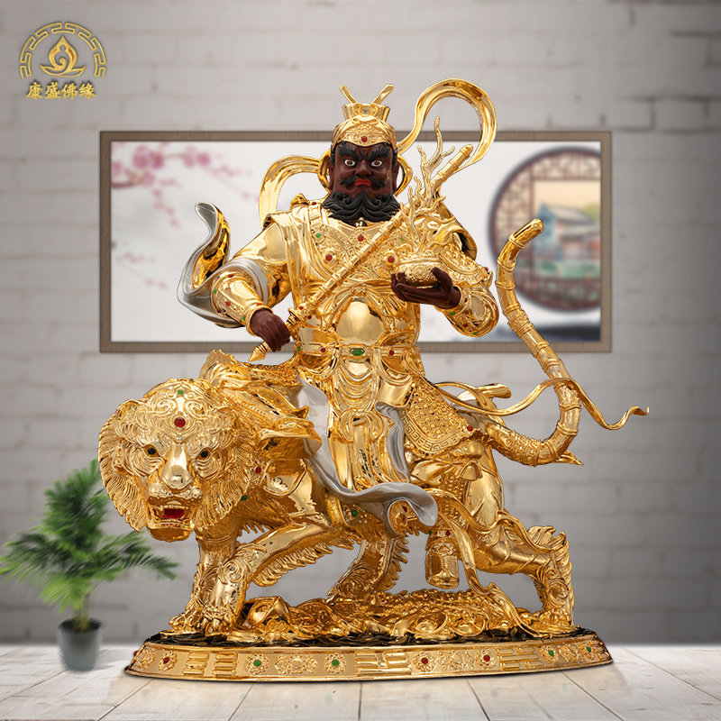 赵公明财神爷铜鎏金招财摆件