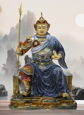 华光大帝神像汉白玉叠染道家摆件