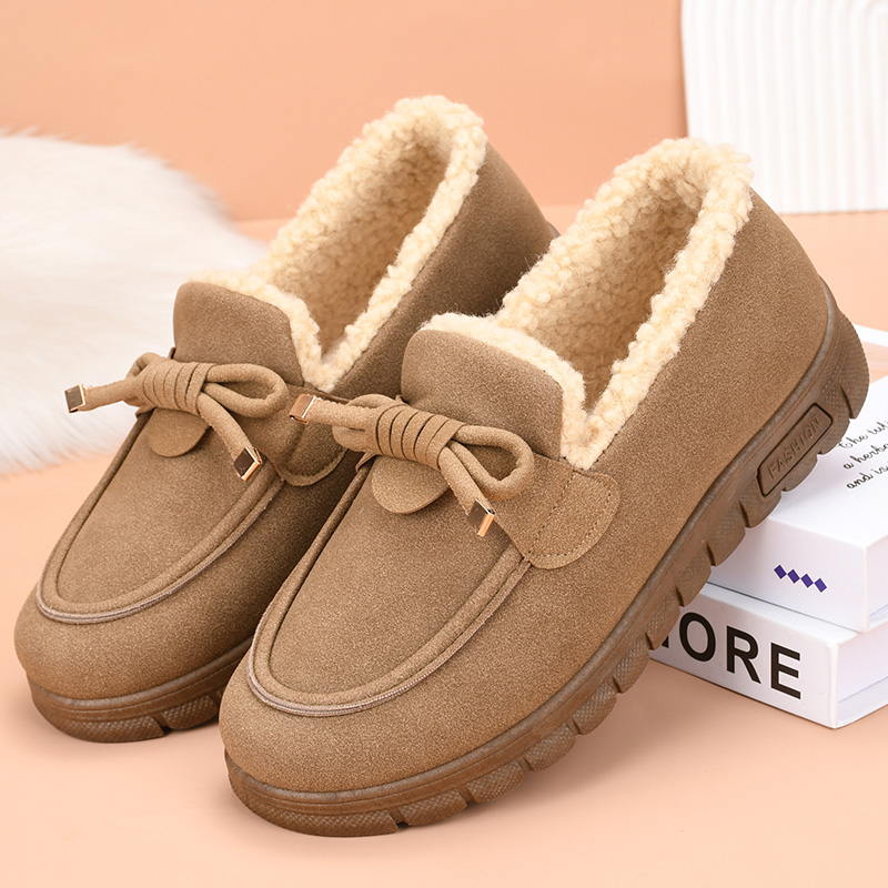 老北京布鞋女加绒妈妈棉鞋冬季防滑软底保暖奶奶鞋平底休闲豆豆鞋