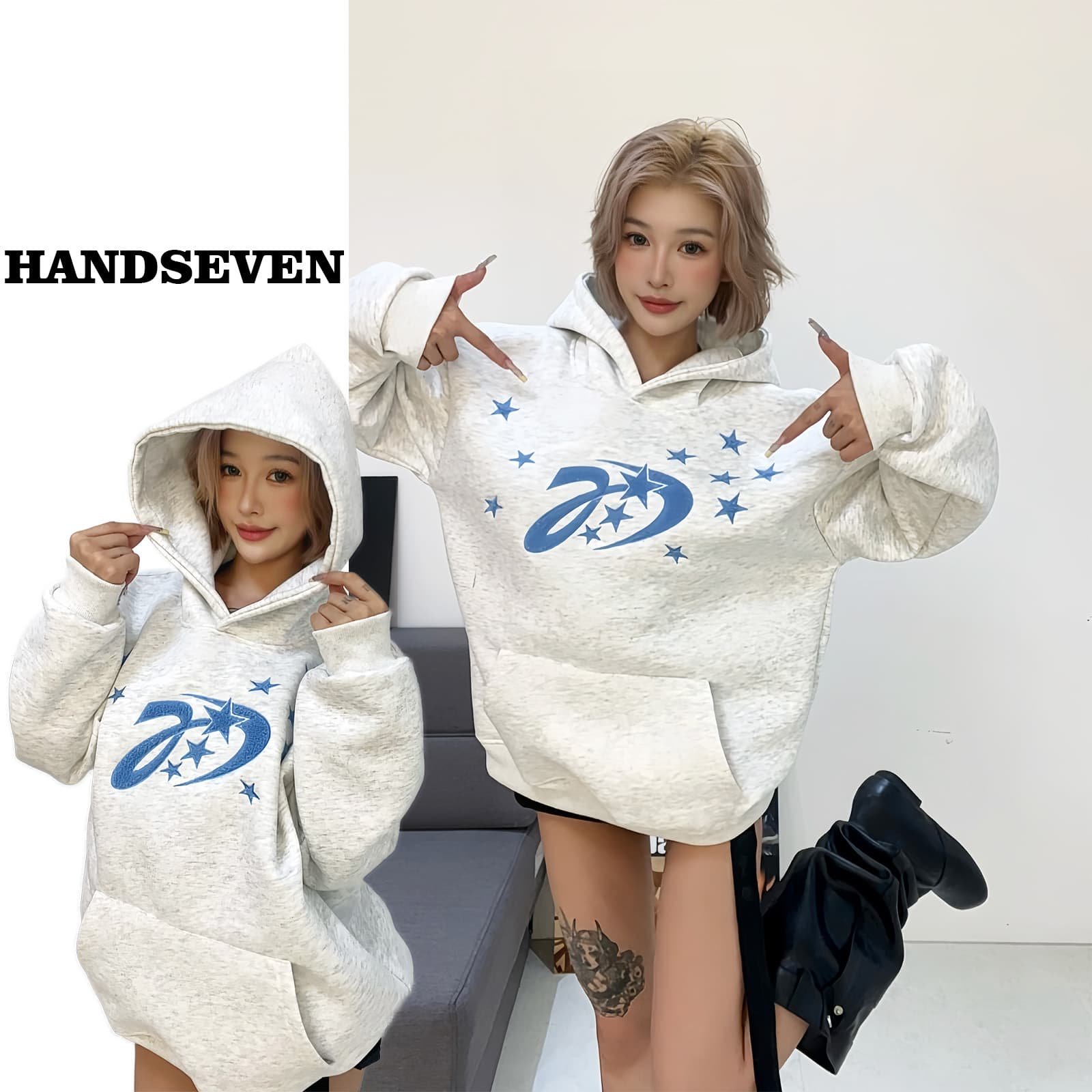 HandSeven常规宽松慵懒刺绣卫衣