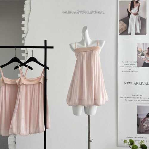 金蘑菇琉璃花清冷系小众新中式侘寂风俏皮花苞短裙