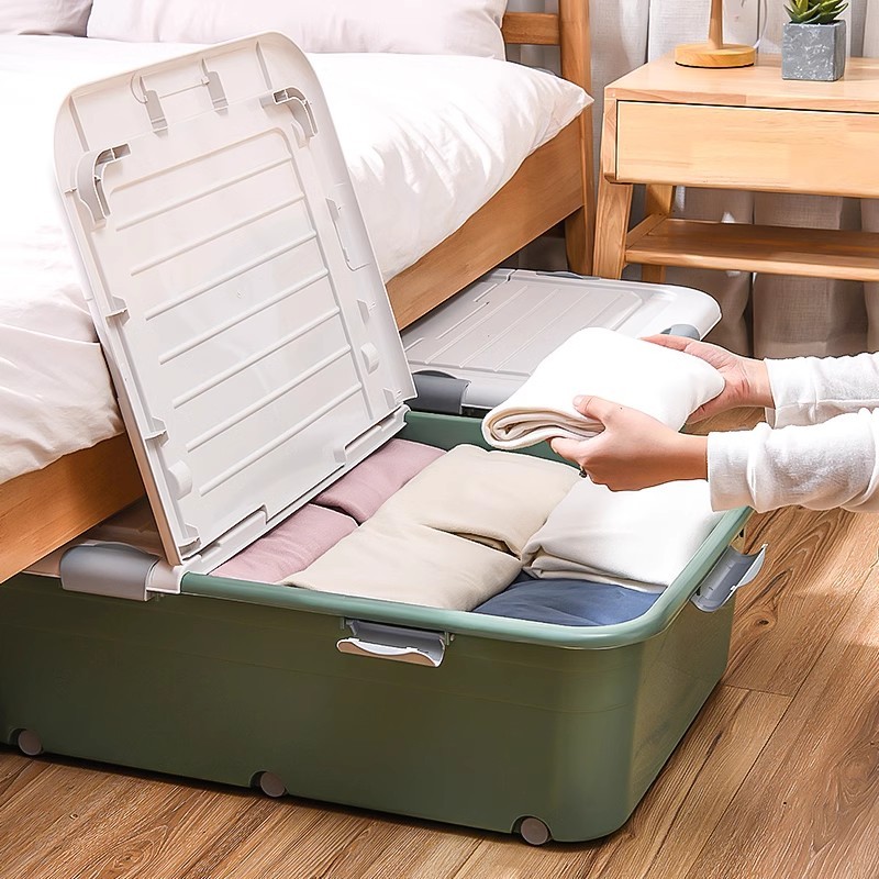 床底收纳箱加长大容量双向开合