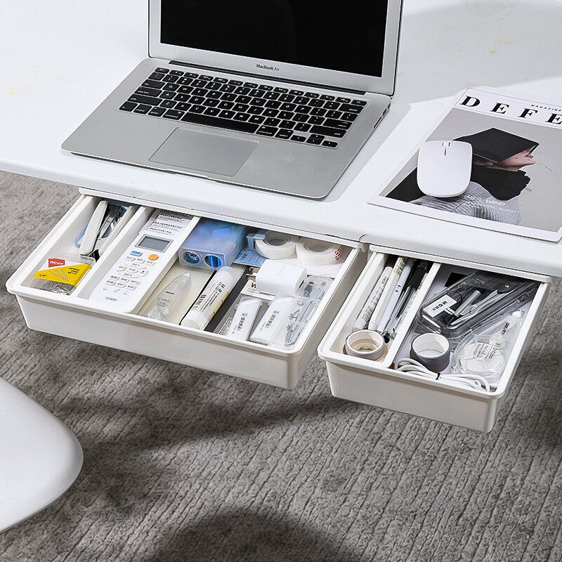 桌下隐形抽屉式办公室书桌文具收纳盒大办公桌置物架工位隐藏神器,收纳整理,笔筒,淘宝优惠券,粉丝福利购,淘宝优惠卷