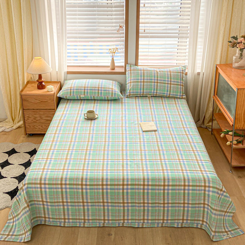 2026新款原棉包边工艺款老粗布床单三件套全棉可机洗凉席不起球