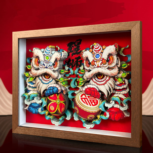 醒狮献瑞非遗文创开业礼物乔迁新居礼品送老外招财纳福轻奢中国风