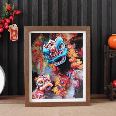 中国风立体剪纸醒狮客厅装饰摆件