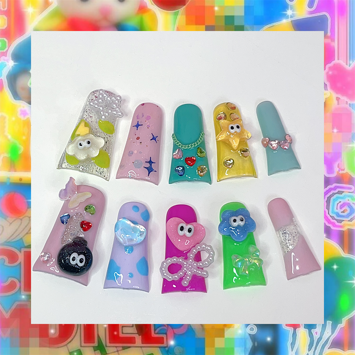 Y2K千禧辣妹多巴胺鸭嘴美甲