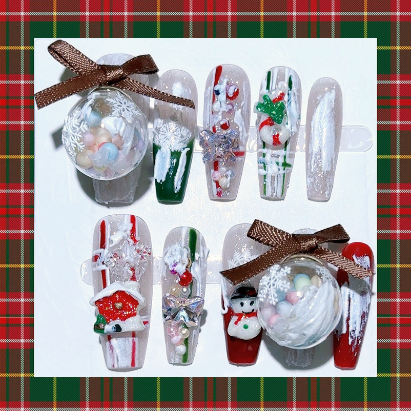 圣诞节雪人手工穿戴甲