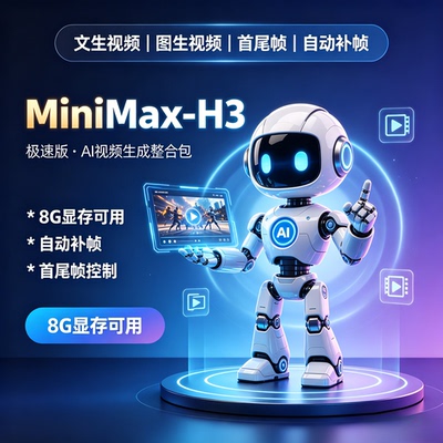 海螺MiniMax-H3 本地极速版 文生视频整合包图生视频首尾帧一键包