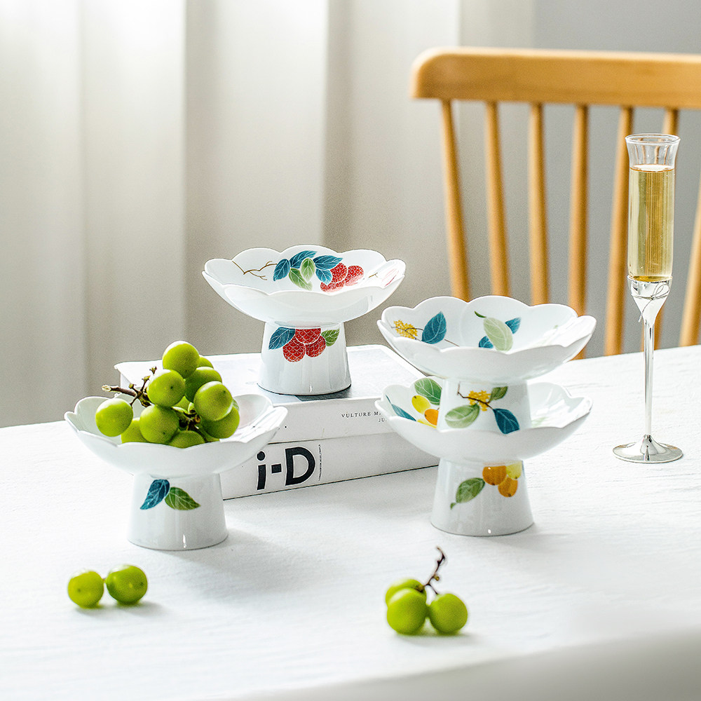 新款水果盘轻奢 景德镇陶瓷盘子家用釉下彩客厅糖果盘高档 点心盘