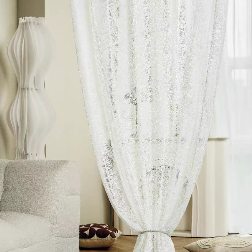 法式蕾丝窗纱透光不透人