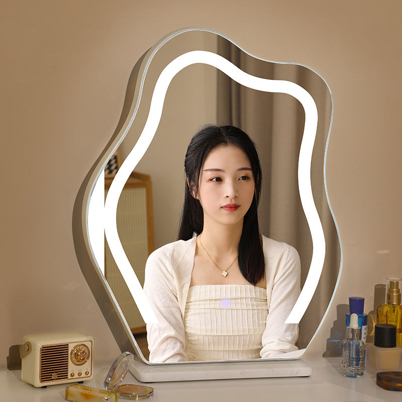 云朵智能led化妆镜带灯镜子网红ins风桌面台式梳妆镜三色卧室美妆