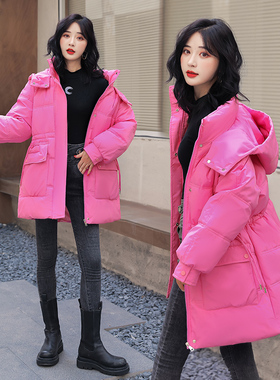 2025年新款加厚中长款羽绒棉衣棉服女韩版宽松秋冬季连帽外套棉袄