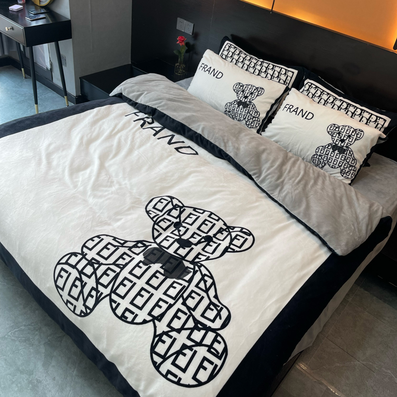 轻奢牛奶绒四件套冬季双面加厚被套床单珊瑚绒法兰绒三件床上用品