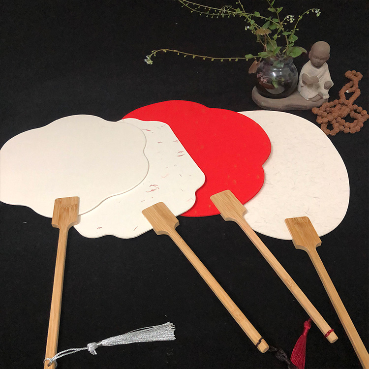 加厚宣纸国画卡纸扇面软卡空白熟宣纸工笔画国风空白美人芭蕉团扇