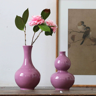 景德镇陶瓷插花花瓶中式仿古瓷器客厅博古架收藏装饰摆件冰裂开片