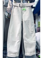 香蕉裤 爆款 白色弯刀牛仔裤 女夏季 2024年新款 阔腿裤 薄款 子显瘦窄版
