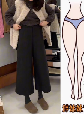 今年流行百搭直筒毛呢裤2025年秋冬厚款高腰显瘦宽松九分阔腿裤子