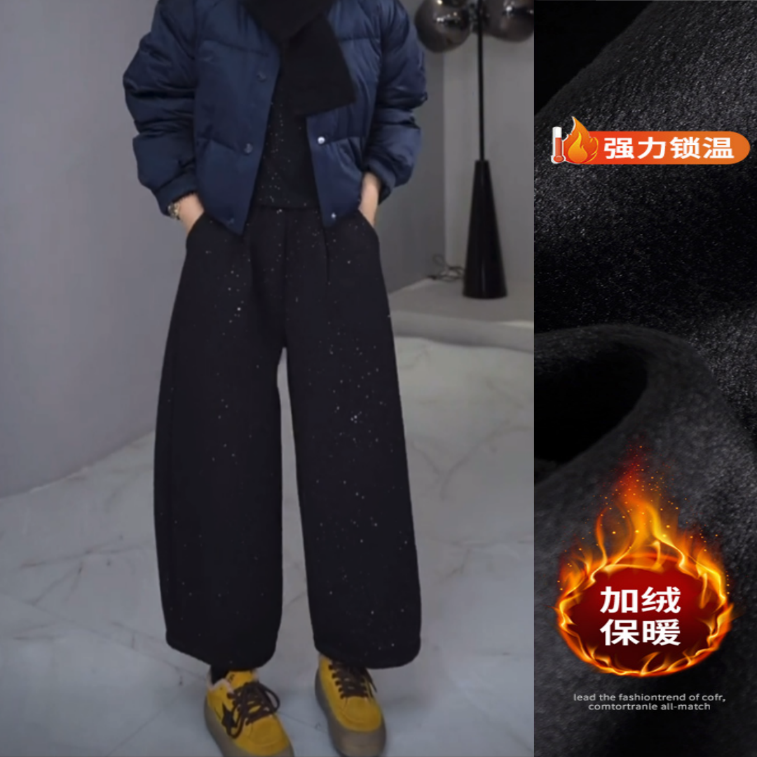 景倩妮今年流行老钱风满天星休闲裤女2024冬季新款加绒显瘦弯刀裤,女装/女士精品,大码裤装,淘宝优惠券,粉丝福利购,淘宝优惠卷