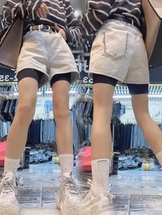 大码 白色阔腿牛仔短裤 新款 女2024年夏季 高腰宽松显瘦直筒a字热裤