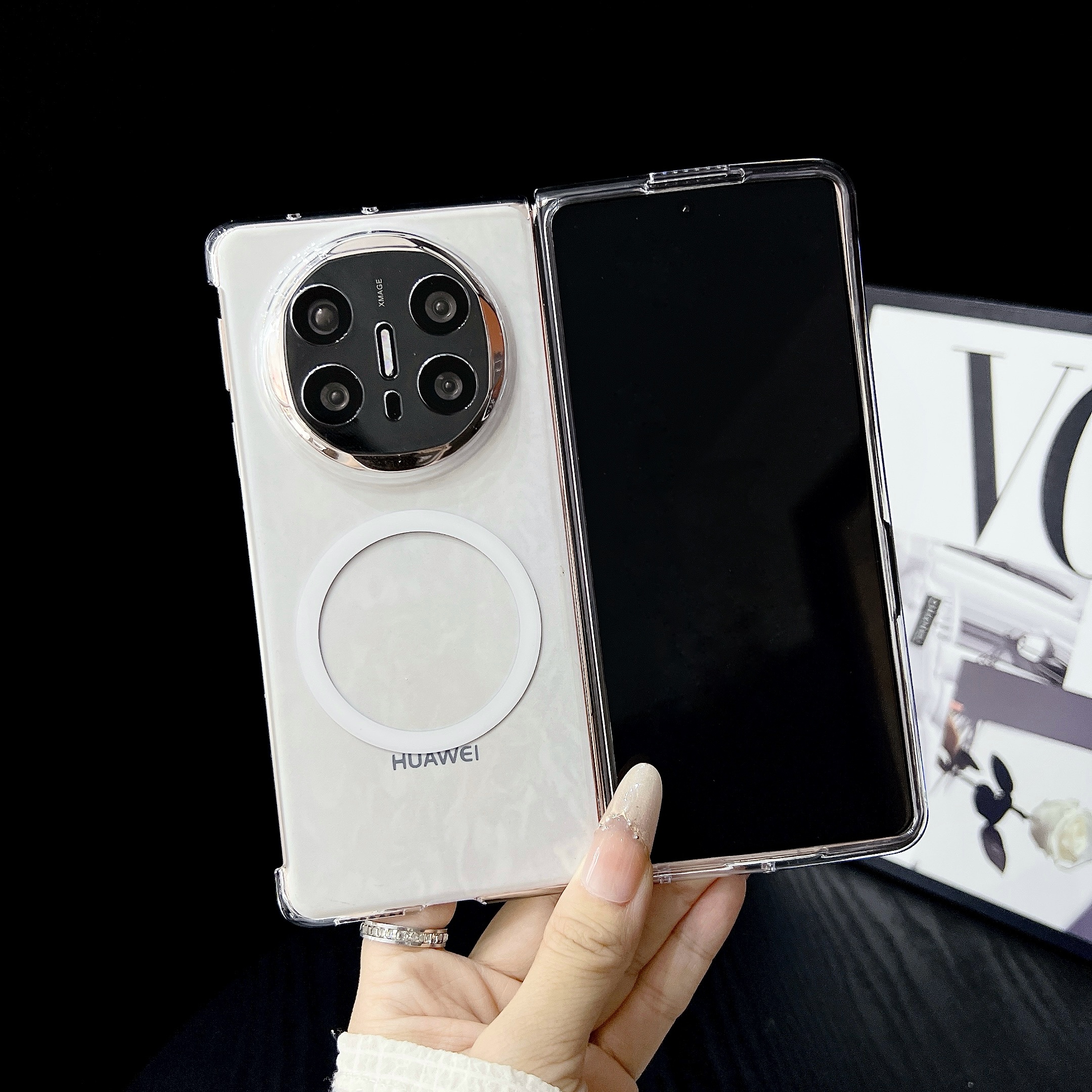 适用华为Mate X6折叠屏手机壳磁吸透明硬壳mate x5典藏超薄前后保护套防摔简约男女款翻盖matex3