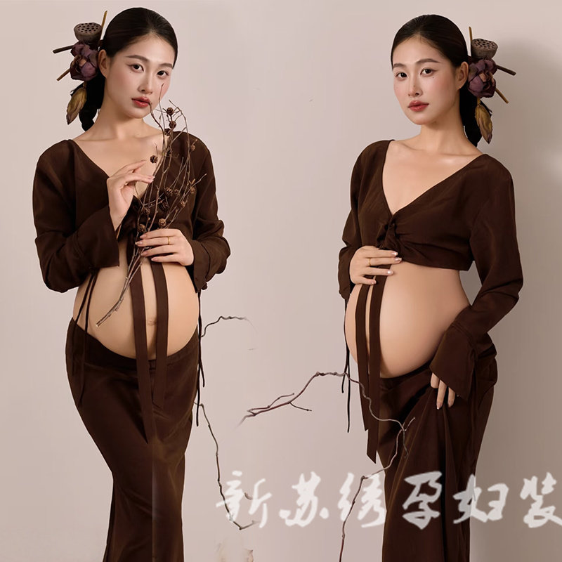 孕妇秋冬主题复古清冷感纯欲礼服