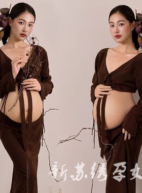 孕妇秋冬主题复古清冷感纯欲礼服