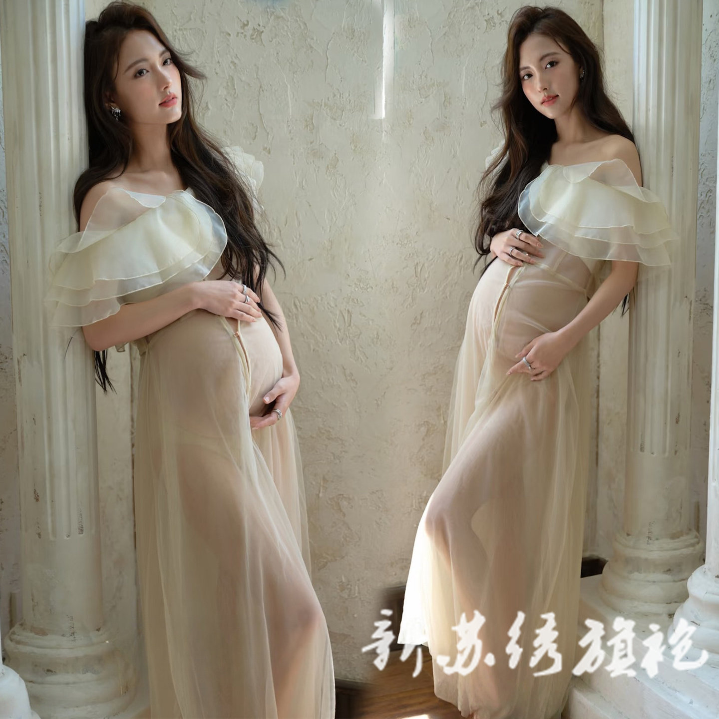 依媚坊孕妇影楼写真法式连衣裙