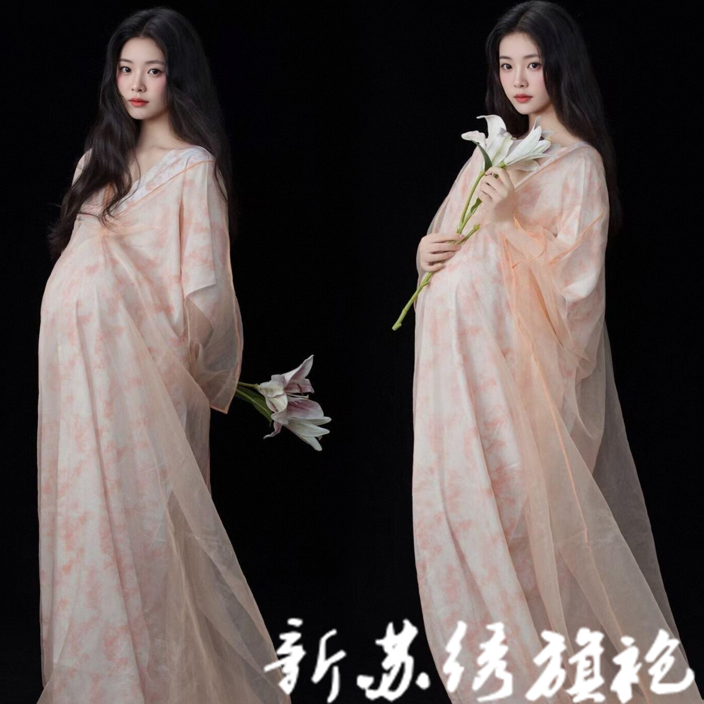 孕妇拍照服装唯美风连衣裙