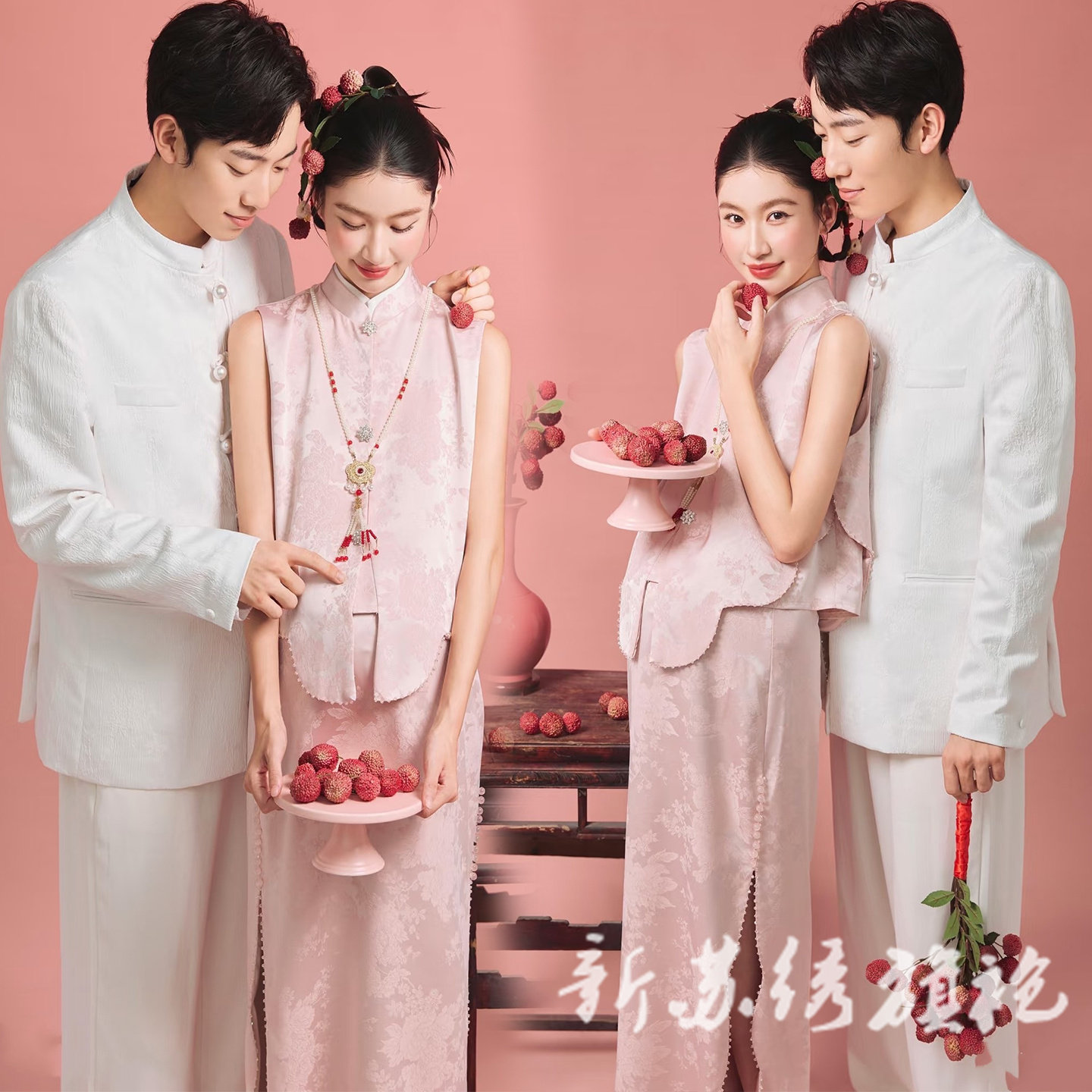 依媚坊中式粉色孕妇旗袍写真服