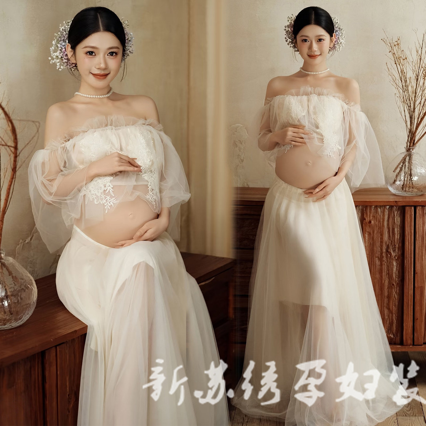 孕妇法式复古中式高级感连衣裙