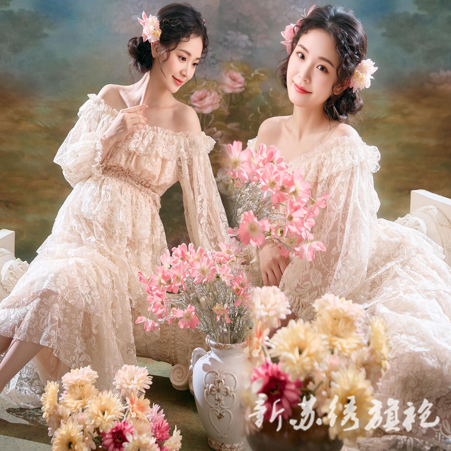 依媚坊孕妇写真法式蕾丝摄影服