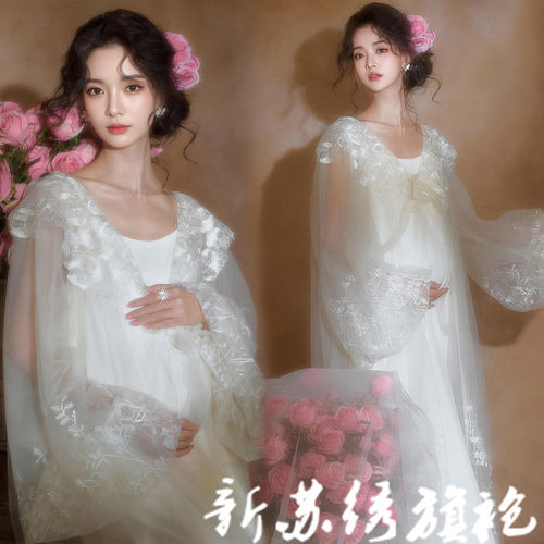 新中式禅意蕾丝孕妈咪影楼服