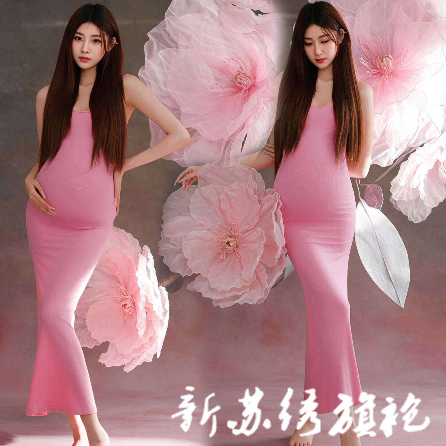 孕妇写真服装无袖连衣裙