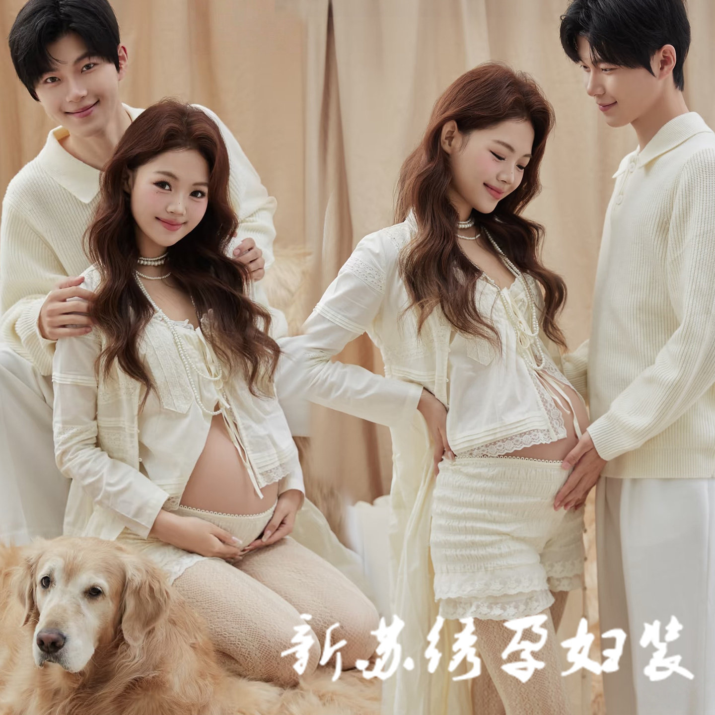 孕妇情侣法式纯欲个性艺术拍照服